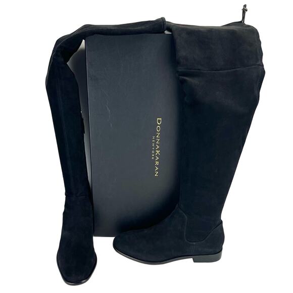 Donna Karan Lyra Black Over-The-Knee/Thigh High Boots Size 8 Goat Leather New - Picture 8 of 16